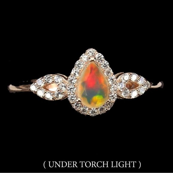 3 Stone Ring, Opal Ring, Gemstone Promise Ring, Solitaire Engagement Ring - Picture 1 of 6